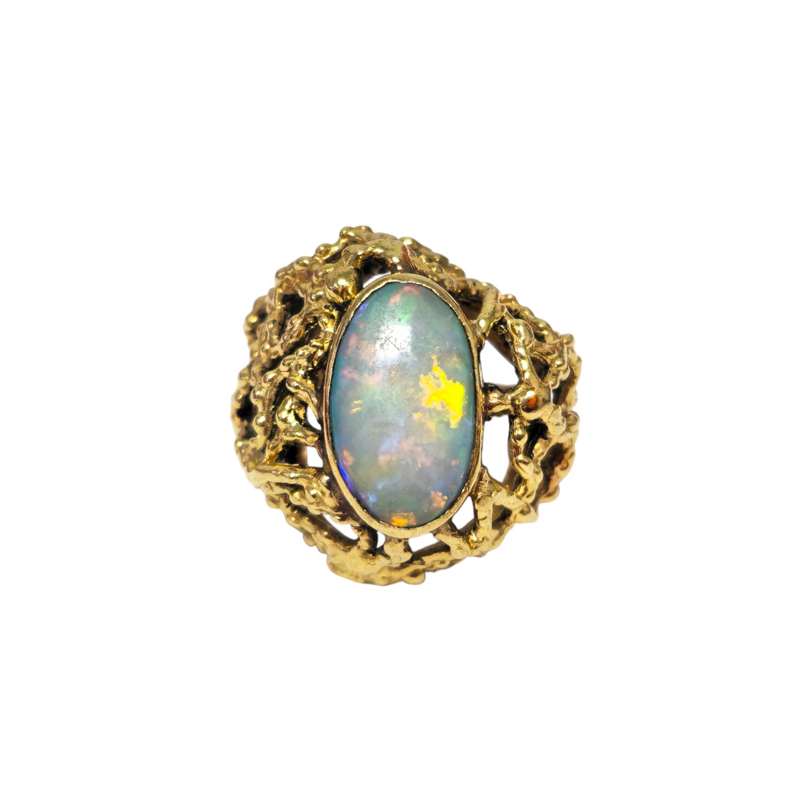 Vintage, Womens 10.58 carat Natural Opal Ring in 14k Yellow Gold